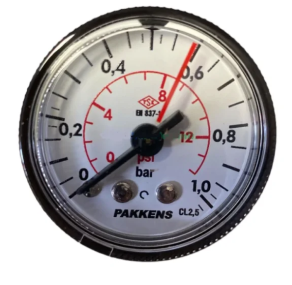Manometr quru tipli (0-1 bar 50 mm, 1/8") Pakkens 0501000202