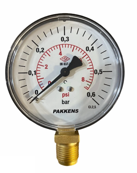 Manometr quru tipli (0-0,6 bar 63 мм 1/4" alt bağlantı) Pakkens 0631000101