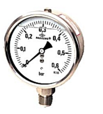 Manometr qliserinli (0-0,6 bar 63 mm 1/4" alt bağlantı) Pakkens 0631001101