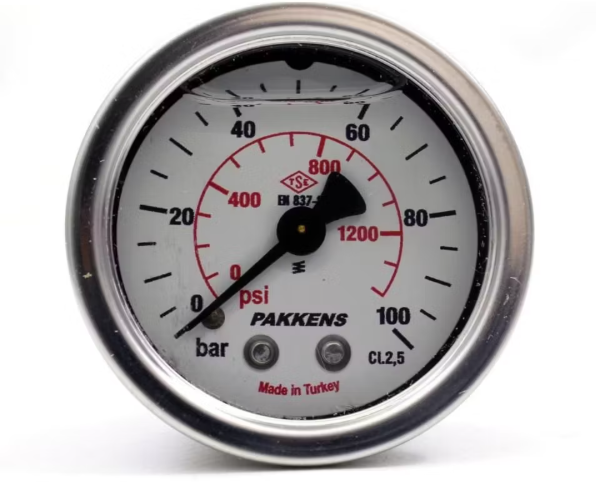 Манометр с глицерином (0-100 бар/40 мм 1/8"B крепление сзади) Pakkens 0401001212