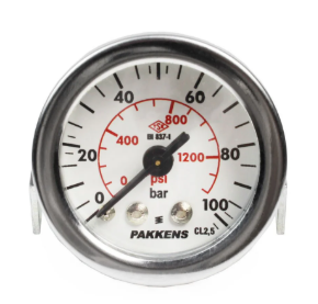 Manometr quru tipli (0-100 bar 40 mm, 1/8"B panel bağlantı) Pakkens 0401000312