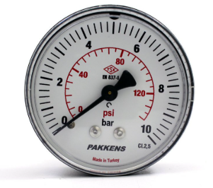 Manometr quru tipli (0-10 bar 63 мм 1/4" arxa bağlantı) Pakkens 0631000207