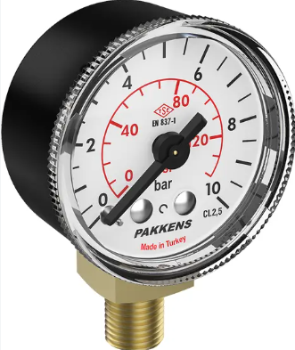 Manometr quru tipli (0-10 Bar 40 mm, 1/8") Pakkens 0401000107