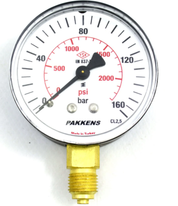 Manometr quru tipli (0-160 bar 63 мм 1/4" alt bağlantı) Pakkens 0631000113