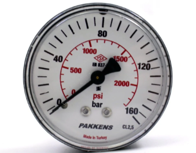 Manometr quru tipli (0-160 bar 63 mm 1/4" arxa bağlantı) Pakkens 0631000213
