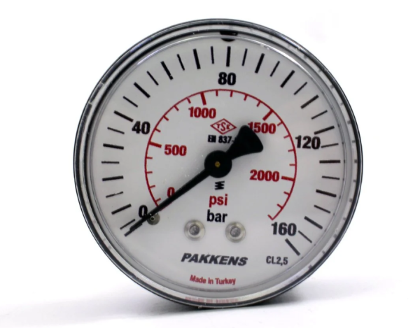 Manometr quru tipli (0-160 bar 40 mm, 1/8" metal gövdə) Pakkens 0401000213 MG