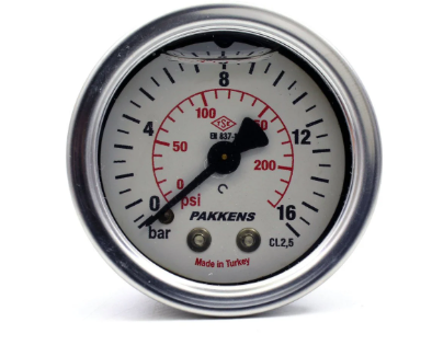 Manometr qliserinli (0-16 bar 63 mm 1/4" arxa bağlantı) Pakkens 0631001208