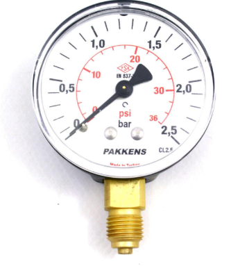 Manometr quru tipli (0-2,5 Bar 40 mm, 1/8") Pakkens 0401000104