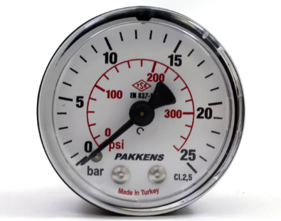 Manometr quru tipli (0-25 bar 63 мм 1/4" arxa bağlantı) Pakkens 0631000209