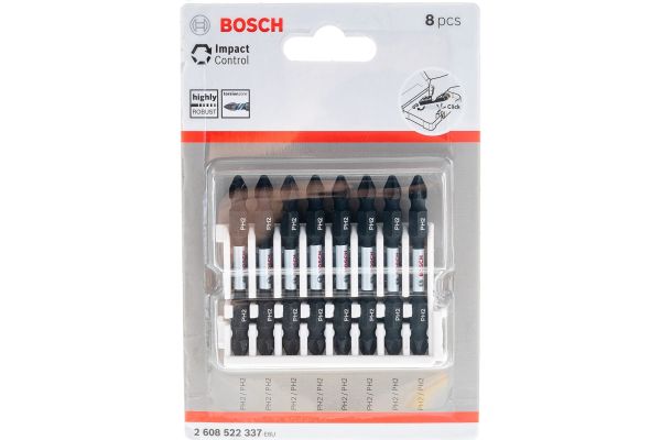 Başlıq dəsti ikitərəfli zərbəli Impact Control (PH2; 65 mm) 8 əd. Bosch 2608522337