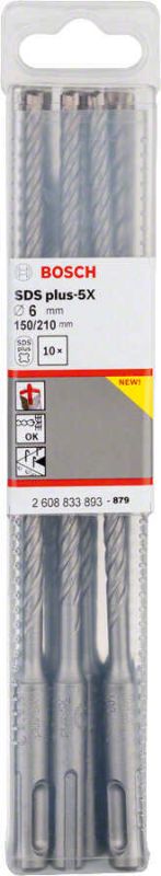 Бур по бетону SDS-plus-5Х 6x150x210 мм (10шт) Bosch 2608833893
