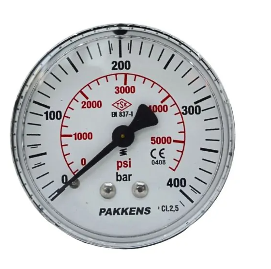 Manometr quru tipli (0-400 bar 63 mm 1/4" arxa bağlantı) Pakkens 0631000217