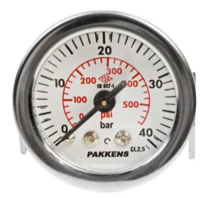 Manometr quru tipli (0-40 bar 40 mm, 1/8"B panel bağlantı) Pakkens 0401000310