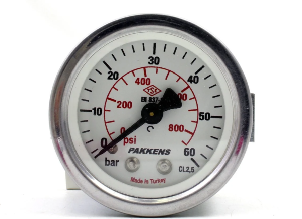 Manometr quru tipli (0-60 bar 40 mm, 1/8"B panel bağlantı) Pakkens 0401000311