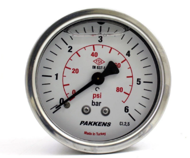 Manometr qliserinli (0-6 bar 63 mm 1/4" arxa bağlantı) Pakkens 0631001206