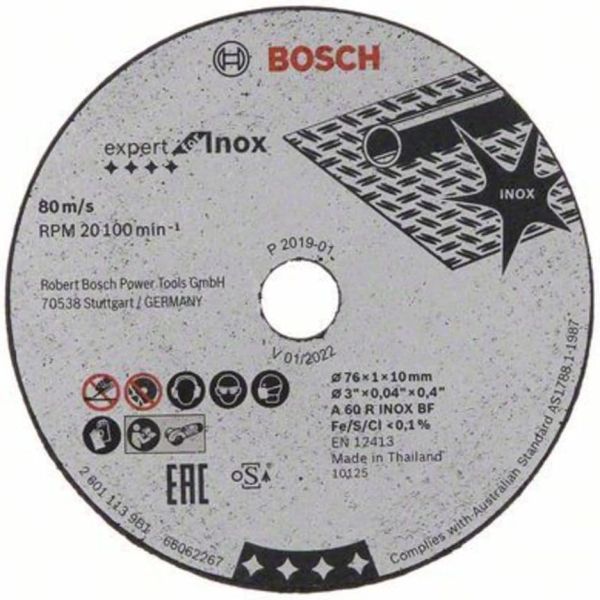 Disk Expert for İnox 76x1x10 mm GWS 10.8 üçün Bosch 2608601520