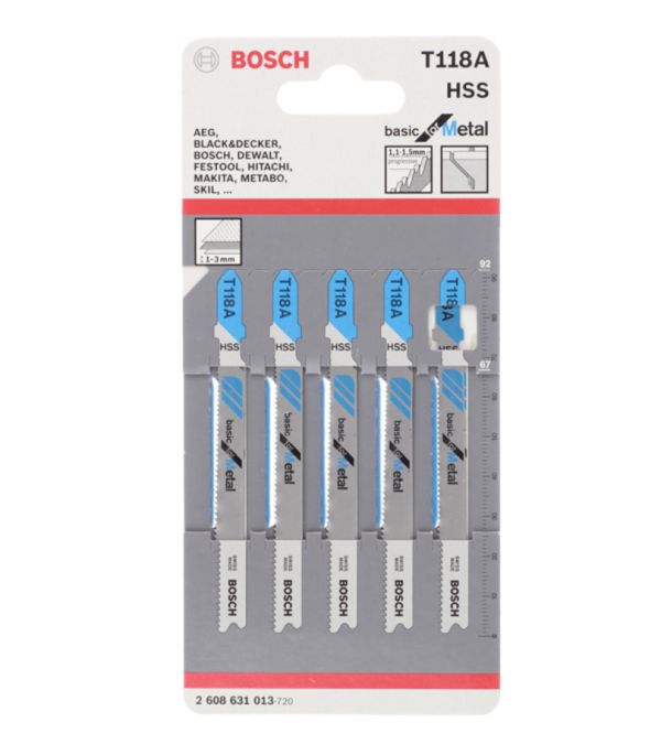 Пилки для лобзика по металлу (5 шт) Т118A Bosch 2608631013