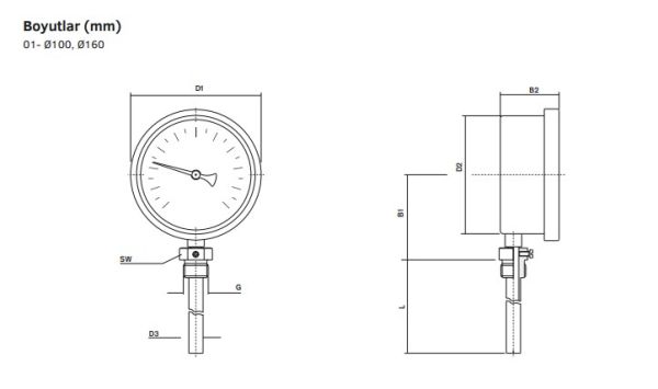 Termometr manometrik 100 mm 10 sm Bimetal Pakkens 1004010205