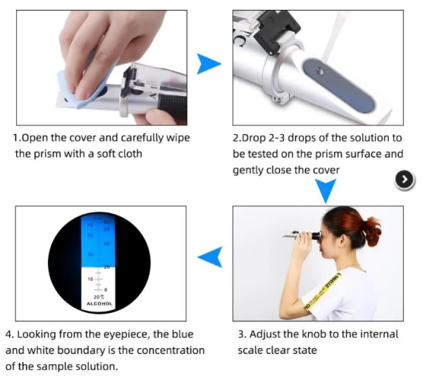 Рефрактометр спиртометр ŞS RF004BX (Спирт 0-80%)
