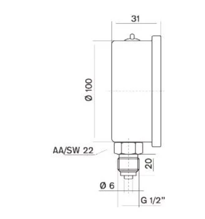 Manometr gliserin dolğulu Pakkens (0-1 Bar 100 mm) 1001001102