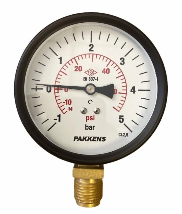 Vakummetr quru tipli (-1/+5 bar 40 mm, G1/8"B alt bağlantı) Pakkens 0402000106